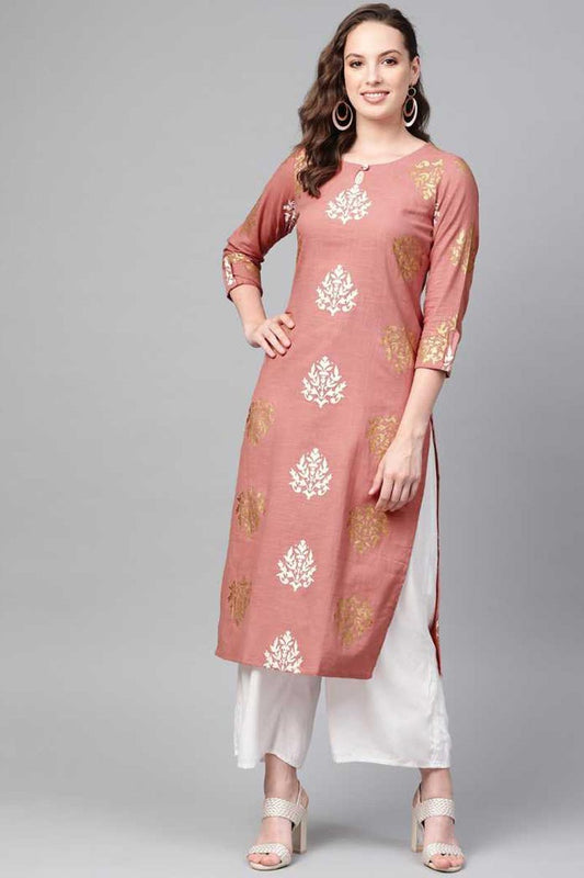 Ahika Women Pink Color Printed Daily Wear Kurti