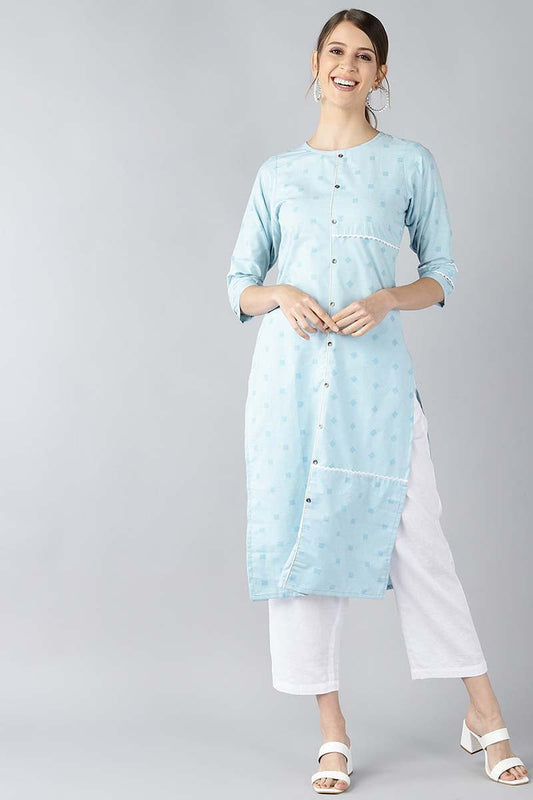 Ahika Women Blue Floral Printed Kurta