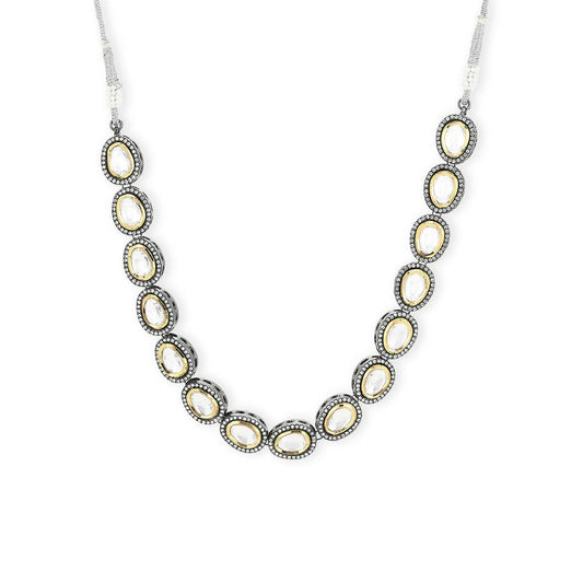 Silver-Toned Brass Rhodium-Plated Necklace - Ruby Raang - Grab2buy