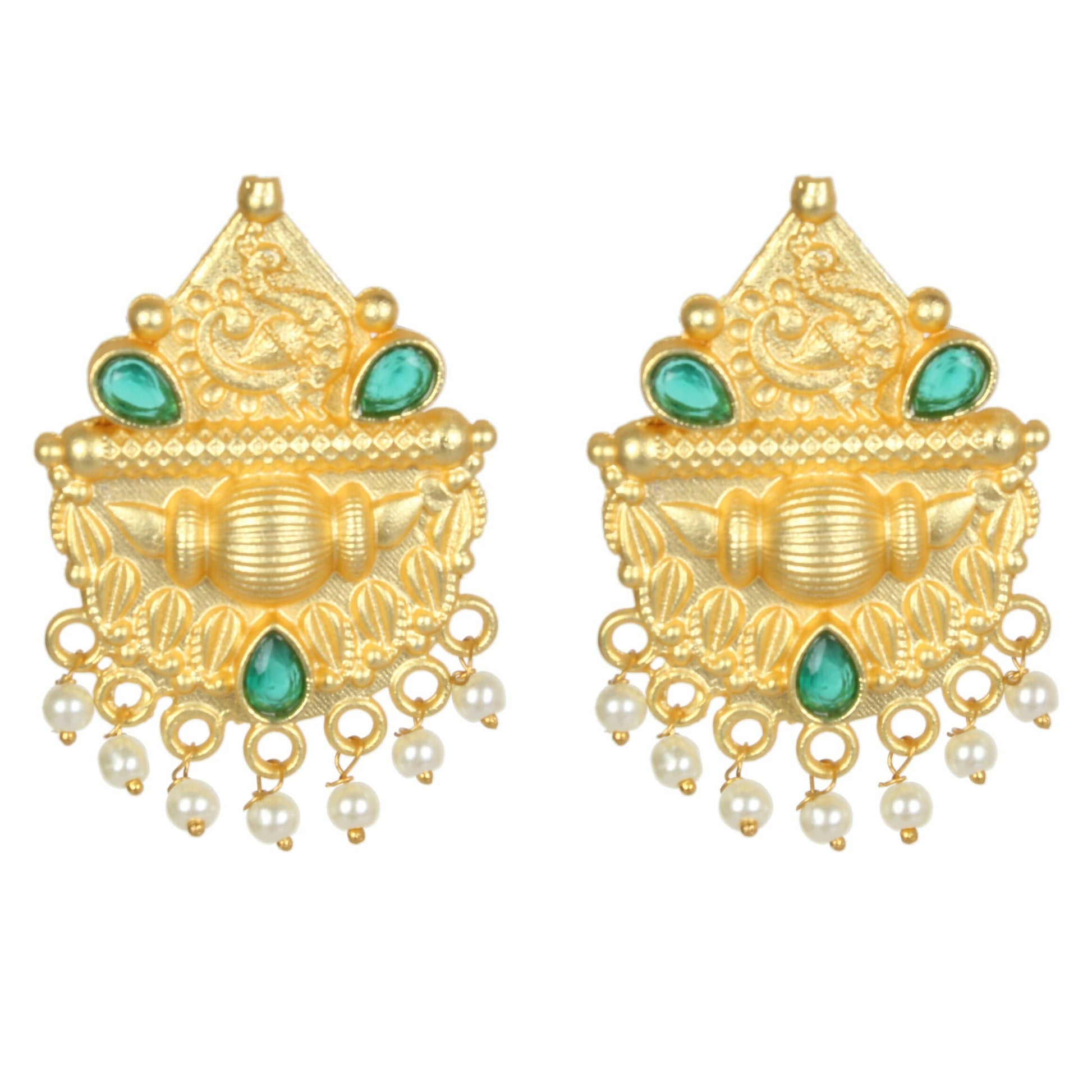 Joban Fashion Women Matte Gold Brass Earrings | Swadesiicart