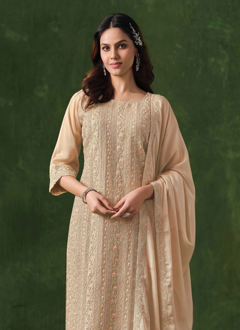 Vegaa Fashion Cream Rangoli Silk Sequence Salwar Suit  Grab2Buy Vegaa Fashion Grab2Buy