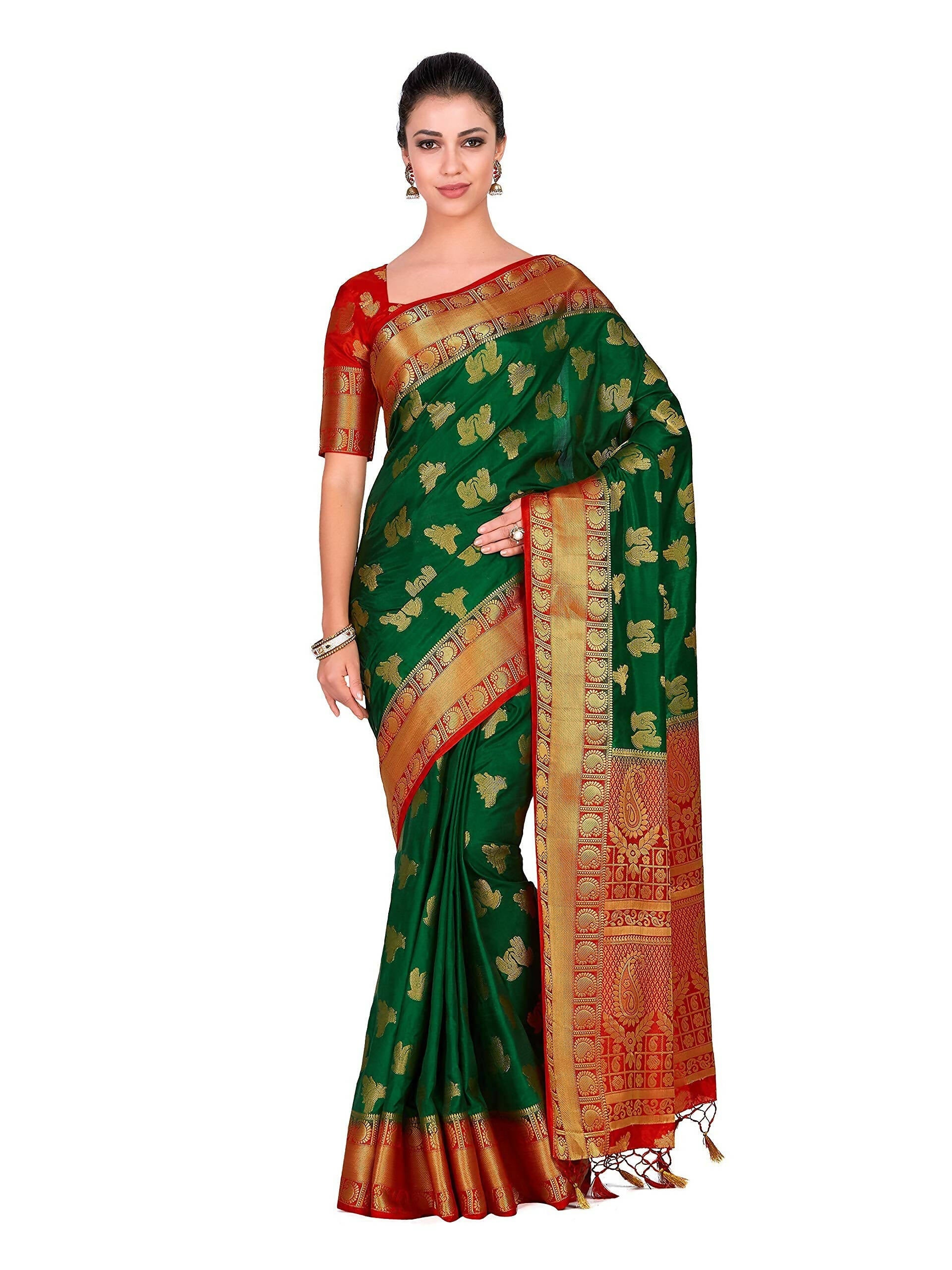 Mimosa Women's Green Kanchipuram Silk Saree