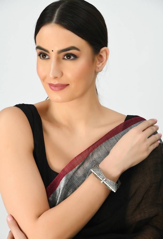 Mominos Fashion Kamal Johar Oxidised German Silver-Plated Handcraft Bracelet