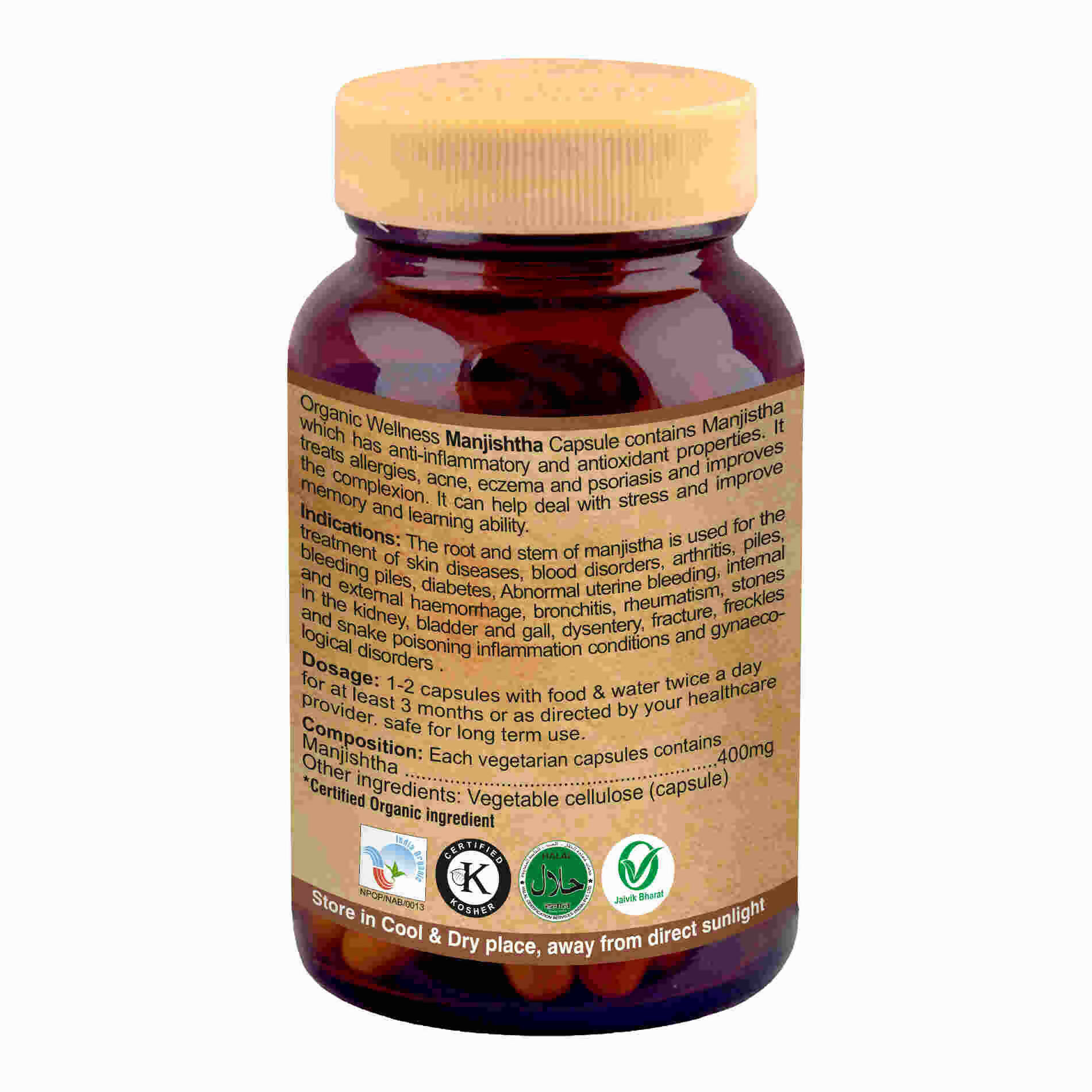 Organic Wellness Manjishtha Vegetarian Capsules - Grab2buy