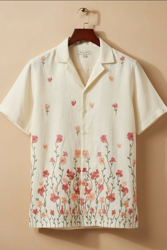 Meadow — Floral Embroidered Linen Shirt by Hilo Design