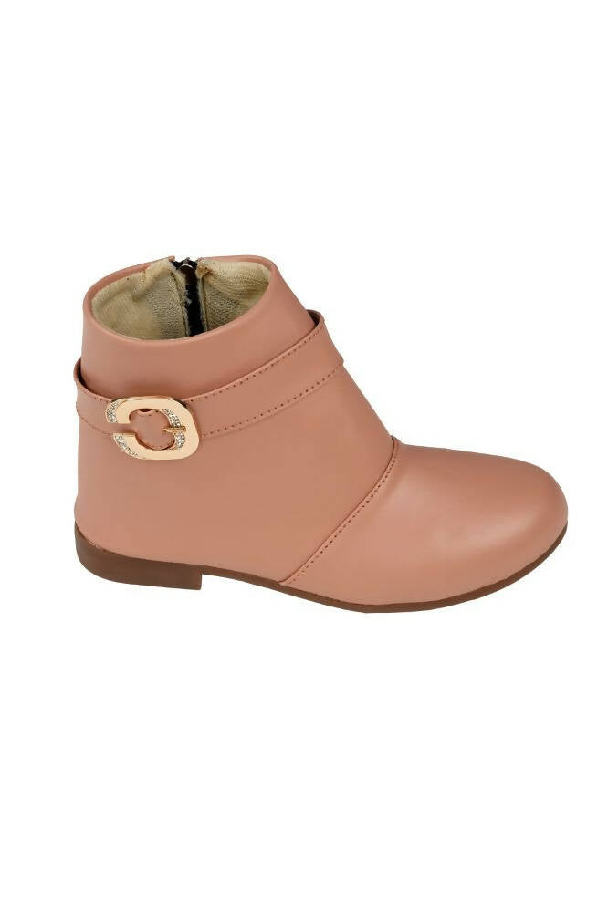 Tiny Bugs Girls Buckle Embellished Peach Ankle Length Boots  Grab2Buy Tiny Bugs Grab2Buy