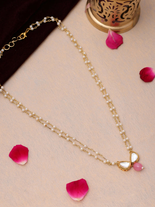 Ruby Raang Kundan and Pink Stone Necklace | Grab2Buy