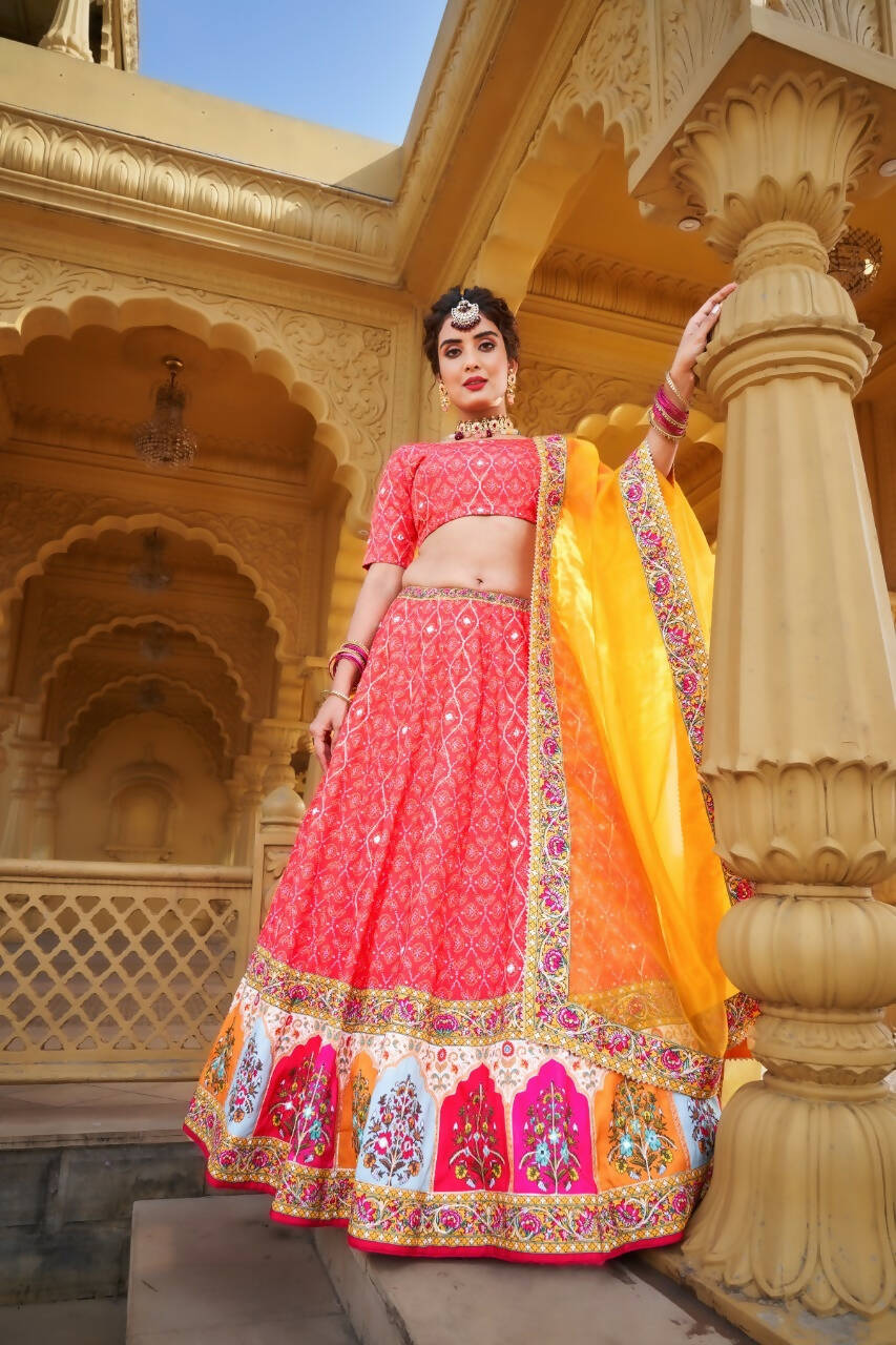 Beautiful Printed Lengha Choli for Women Party Wear Ghagra Choli Wedding Lehenga by Infinity Export