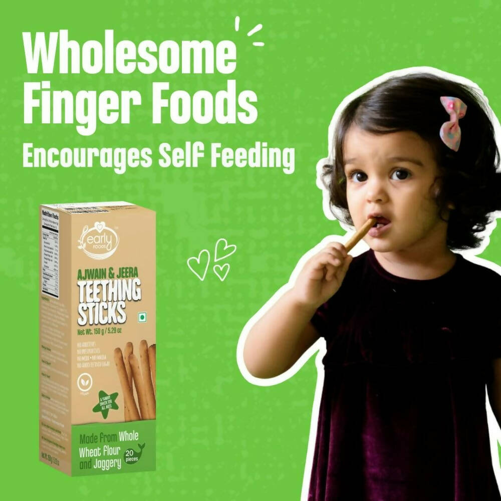 Early Foods Whole Wheat Ajwain Jaggery Teething Sticks 