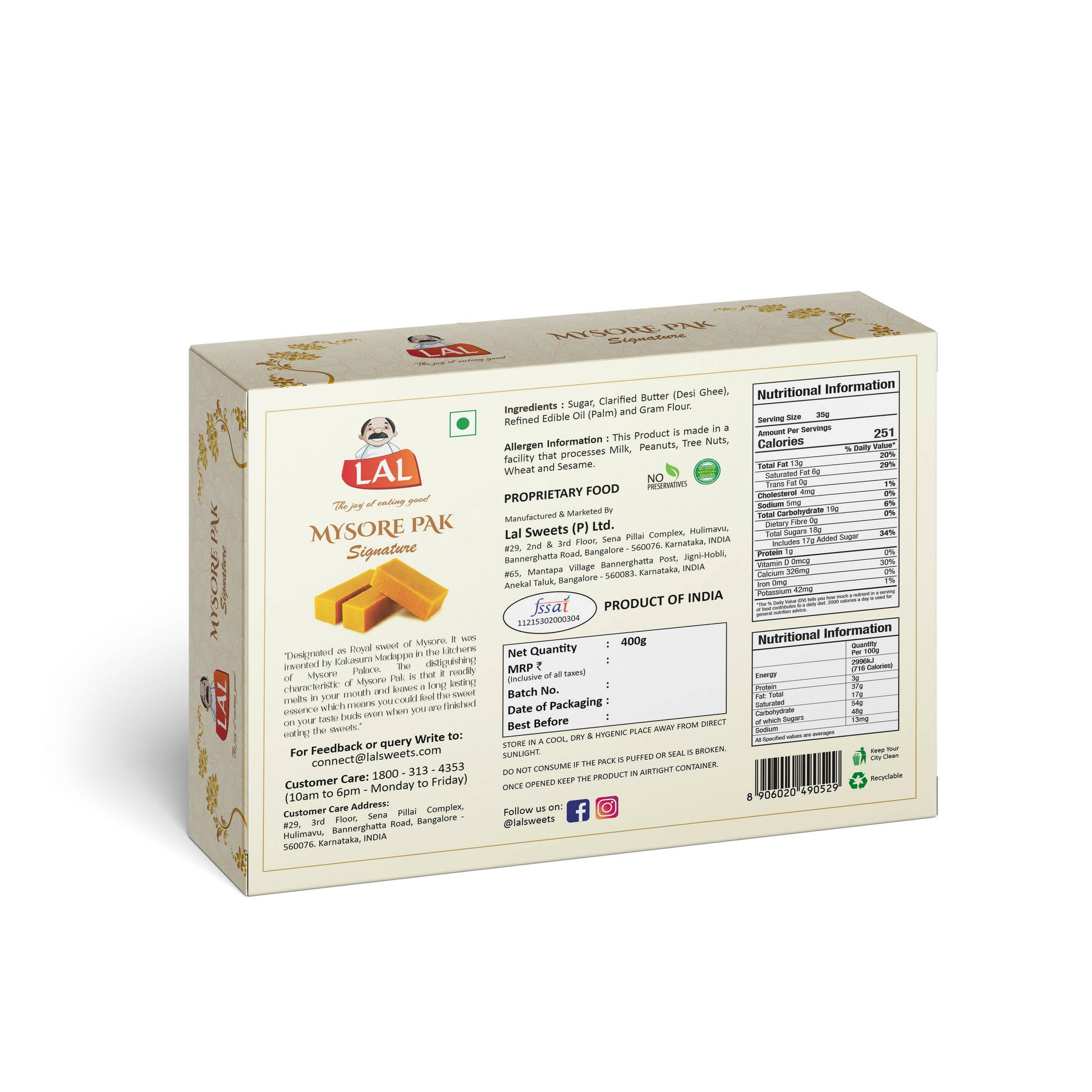 Lal Sweets Mysore Pak Signature 