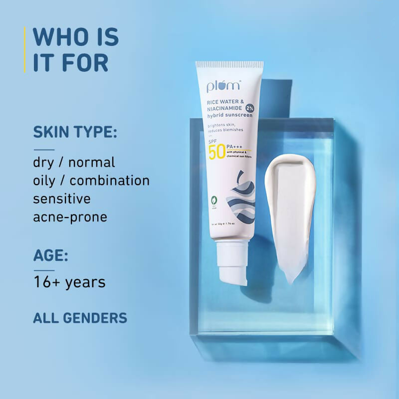 Plum 2% Niacinamide Sunscreen SPF 50 PA+++ UVA/B - Reduces Tan, No White Cast, Dermat Tested 