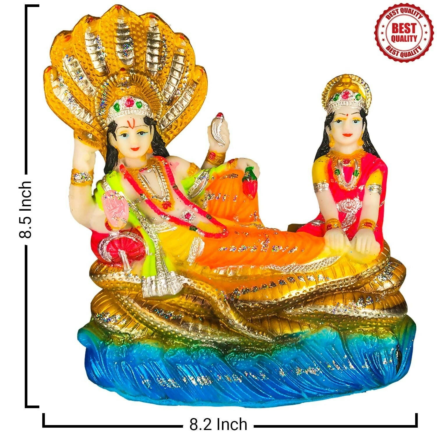 Blissful Polymer Unbreakable Action Lord Vishnu Laxmi Idol - Grab2buy