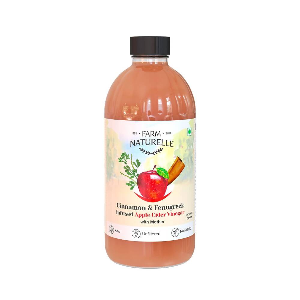 Farm Naturelle Organic Apple Cider Vinegar with Mother and Infused Cinnamon & Fenugreek 