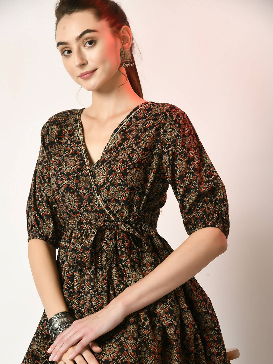 Myshka Women's Multi Empire Printed Dress