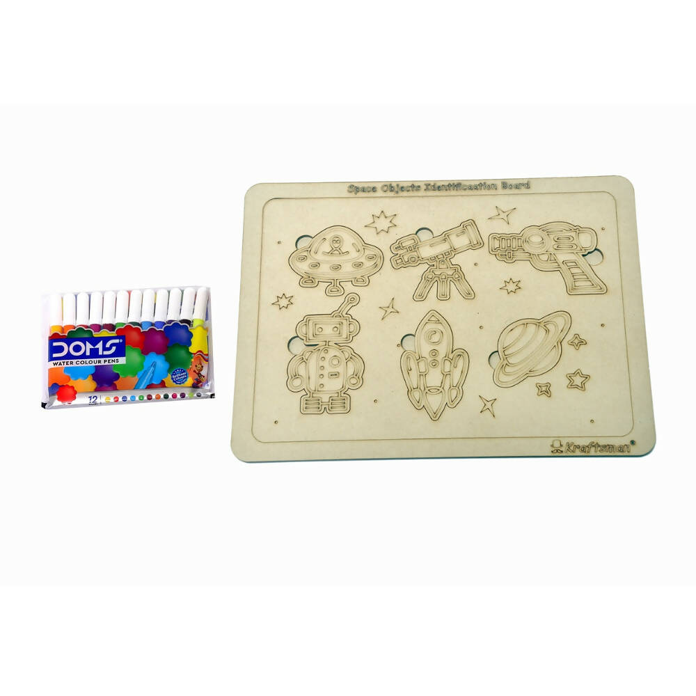 Kraftsman Space Objects Identification Puzzle Board With Color Kit Included
