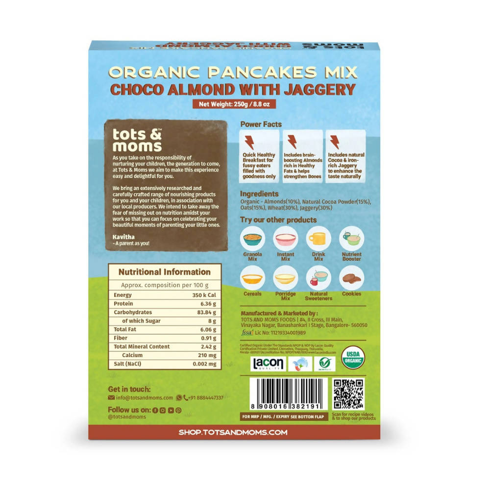Tots and Moms Organic Choco Almond with Jaggery Pancake Mix  Grab2Buy Tots and Moms Grab2Buy