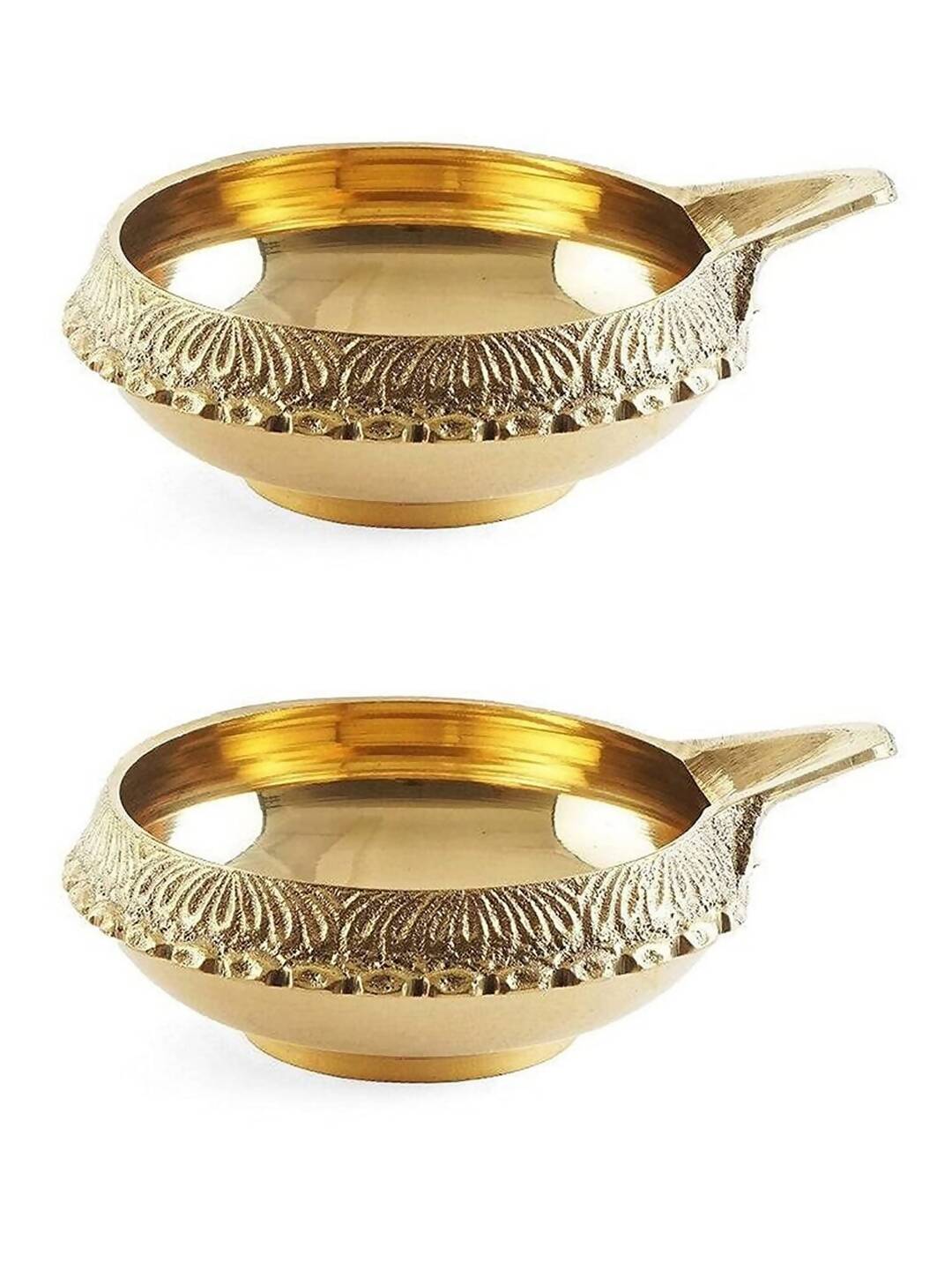 Tied Ribbons Antique 2 Pieces Gold-Toned Textured Brass Diyas 