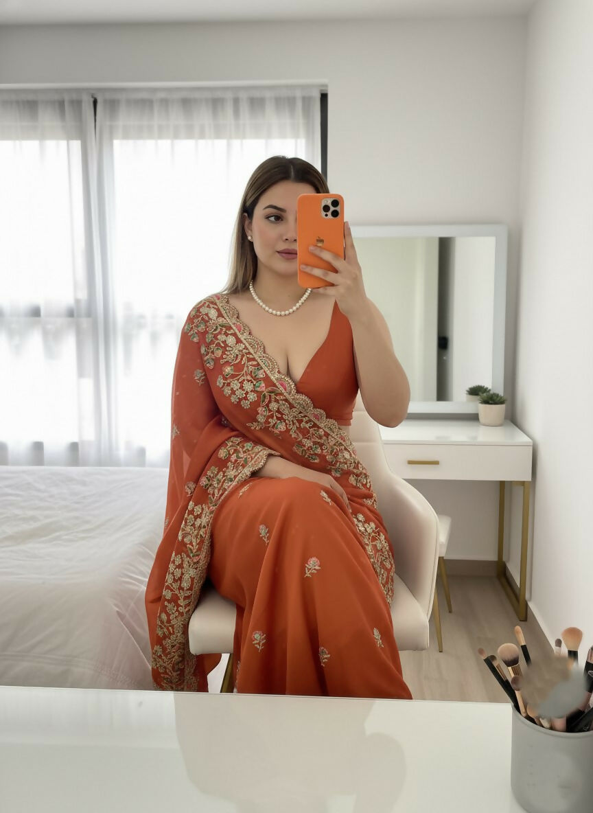 Teeya Creation New Trendy Party Wear Soft Silk Saree-Orange
