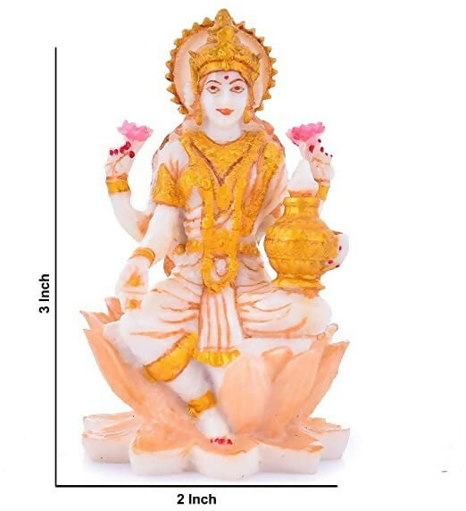 Soni Craft Handmade Poly Resin Lakshmi Ji Sculpture Sitting On Lotus Statue - Grab2buy