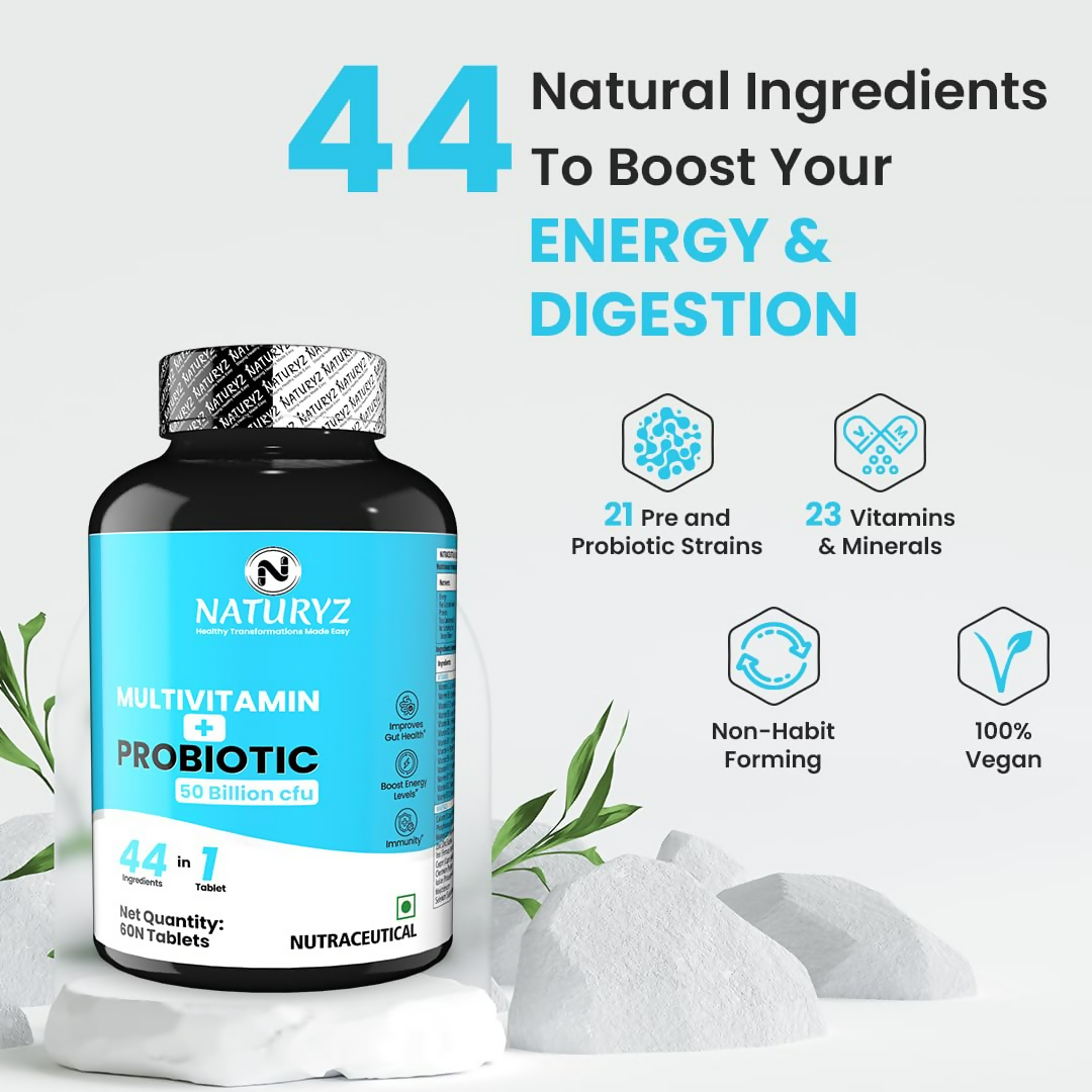 Naturyz Highest Strength Daily Multivitamin With 50 Billion Cfu Pre-Probiotics Tablets 