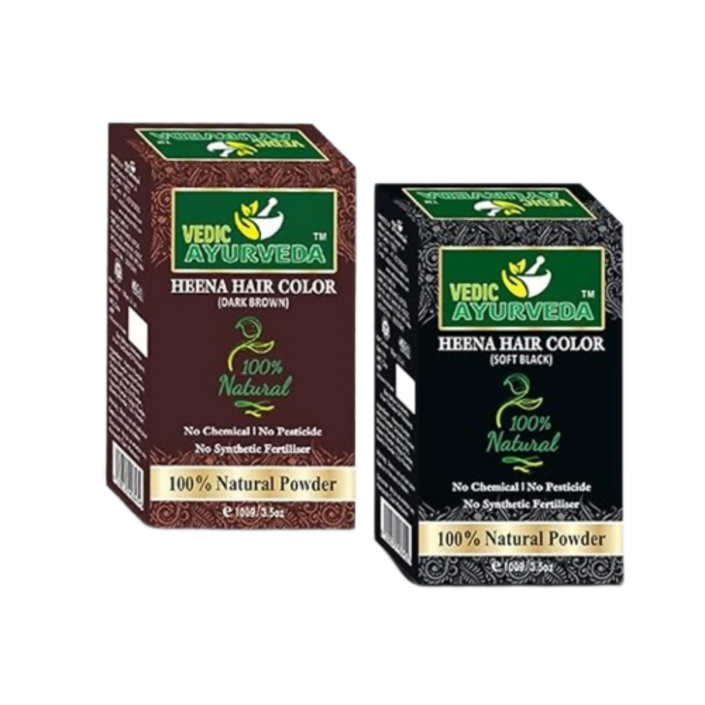 VedicAyurveda Natural Soft Black Henna Hair Color & Natural Dark Brown Henna Hair Color  Grab2Buy VedicAyurveda Grab2Buy