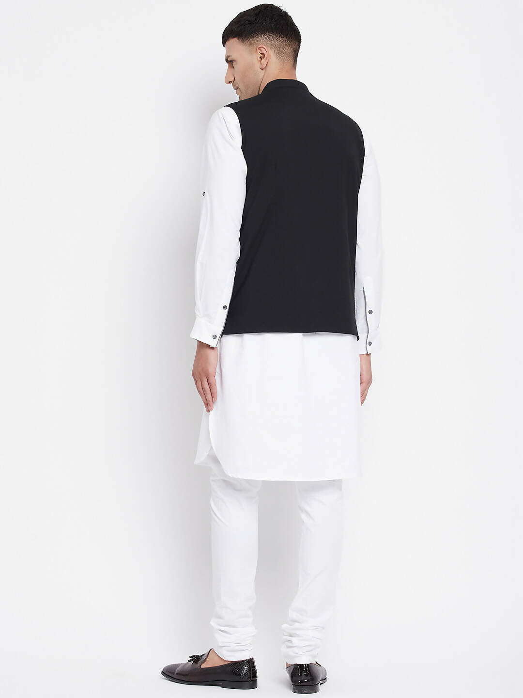 Even Apparels Black Pure Cotton Nehru Jacket With Eid Insignia NJ-PW668-CHA 