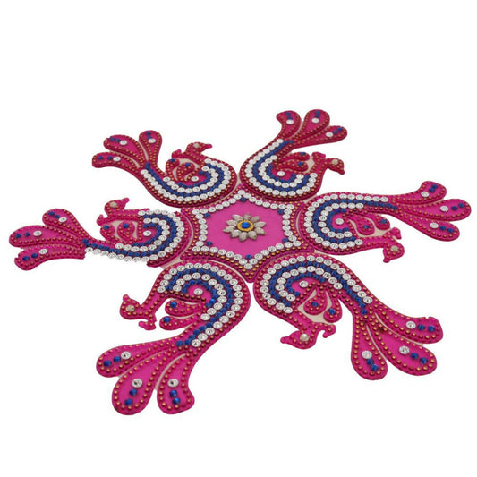 Kundan HandiKrafts Peacock Rangoli Pink Color (Medium) - Grab2buy