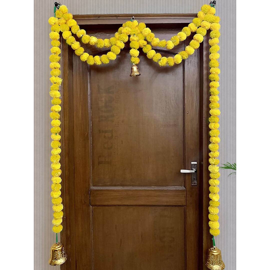 Tied Ribbons Yellow Hanging Marigold Garland Toran 