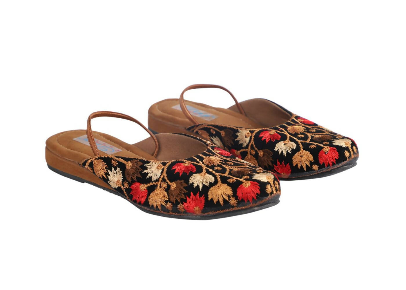 Tiny Bugs Girls Embroidered Strap Ethnic Mojaris - Black  Grab2Buy Tiny Bugs Grab2Buy