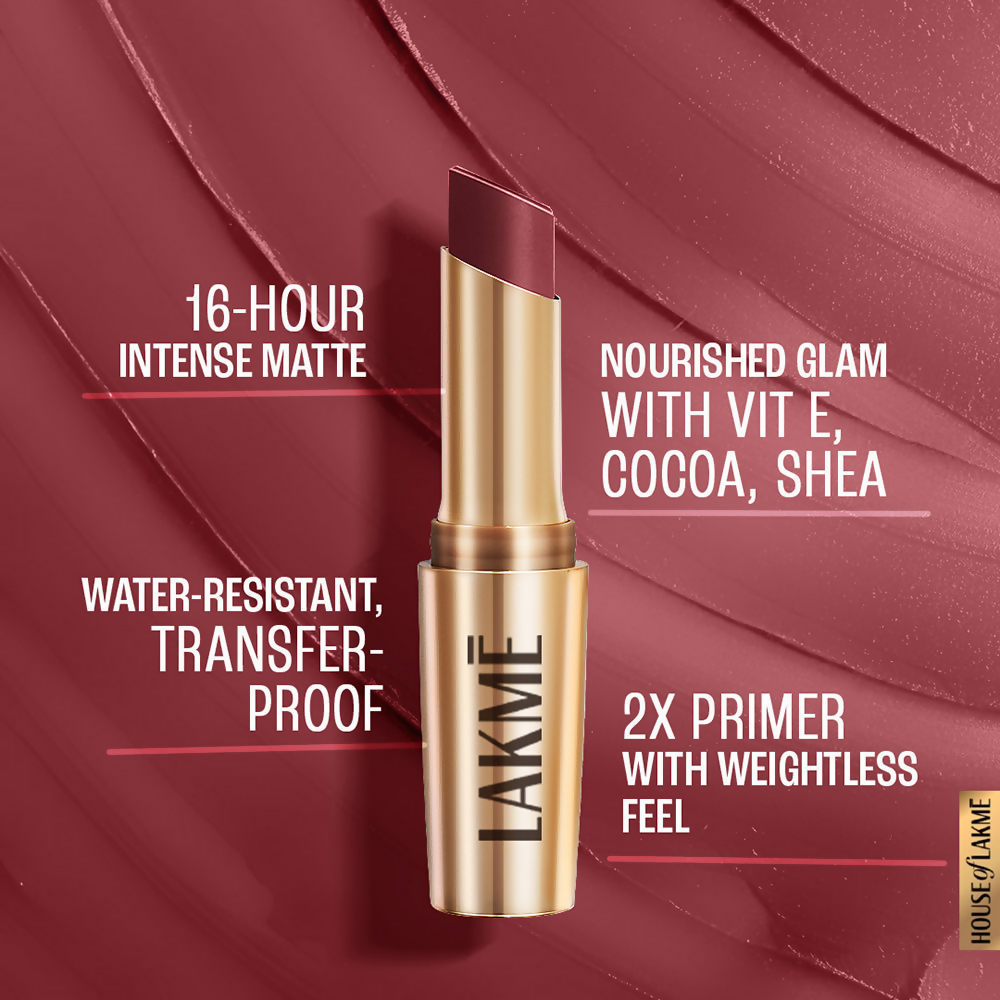 Lakme 9 To 5 Powerplay Priming Matte Lipstick - Roseatte Red