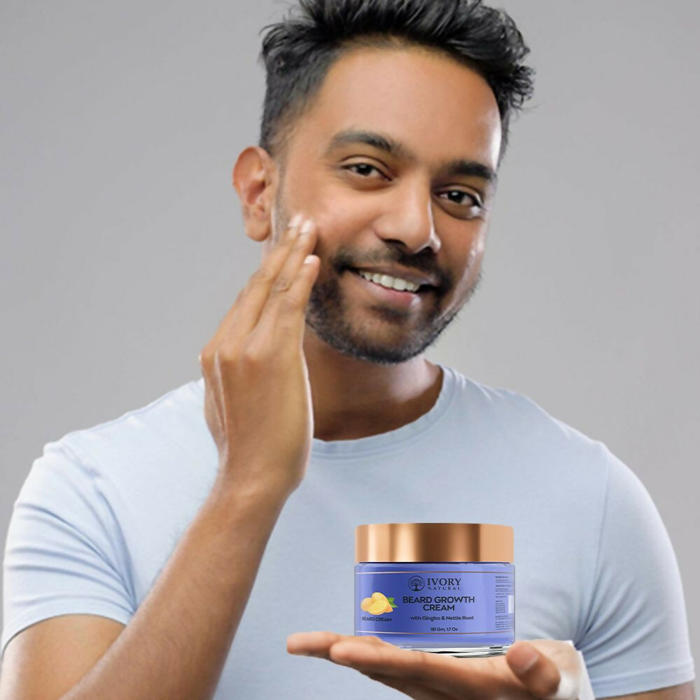 Ivory Natural Beard Growth Cream - Biotin Boosted Hair Follicle For New Hair Cycle | Swadesiicart