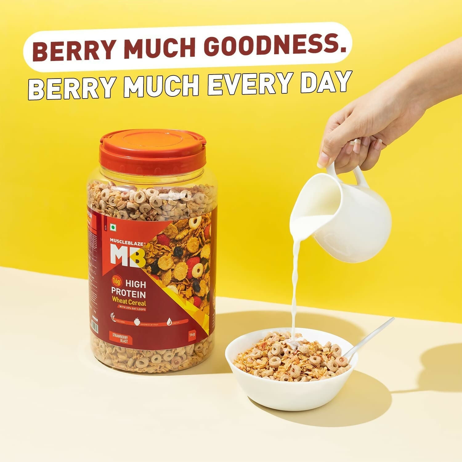 MuscleBlaze 16g High Protein Wheat Cereal - Strawberry Blast - Grab2buy