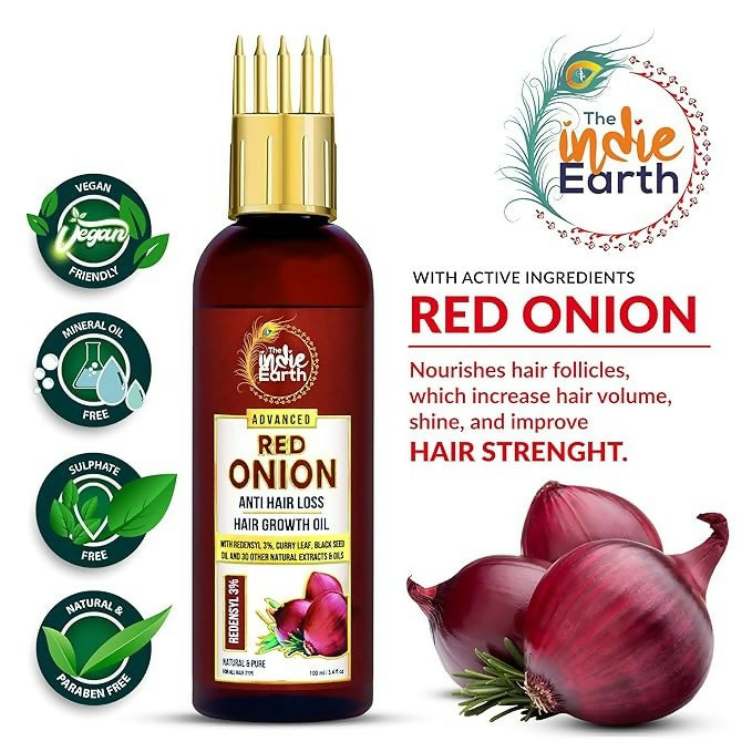 The Indie Earth Advanced 3% Redensyl Red Onion Anti Hair Loss & Hair Growth Oil  Grab2Buy The Indie Earth Grab2Buy