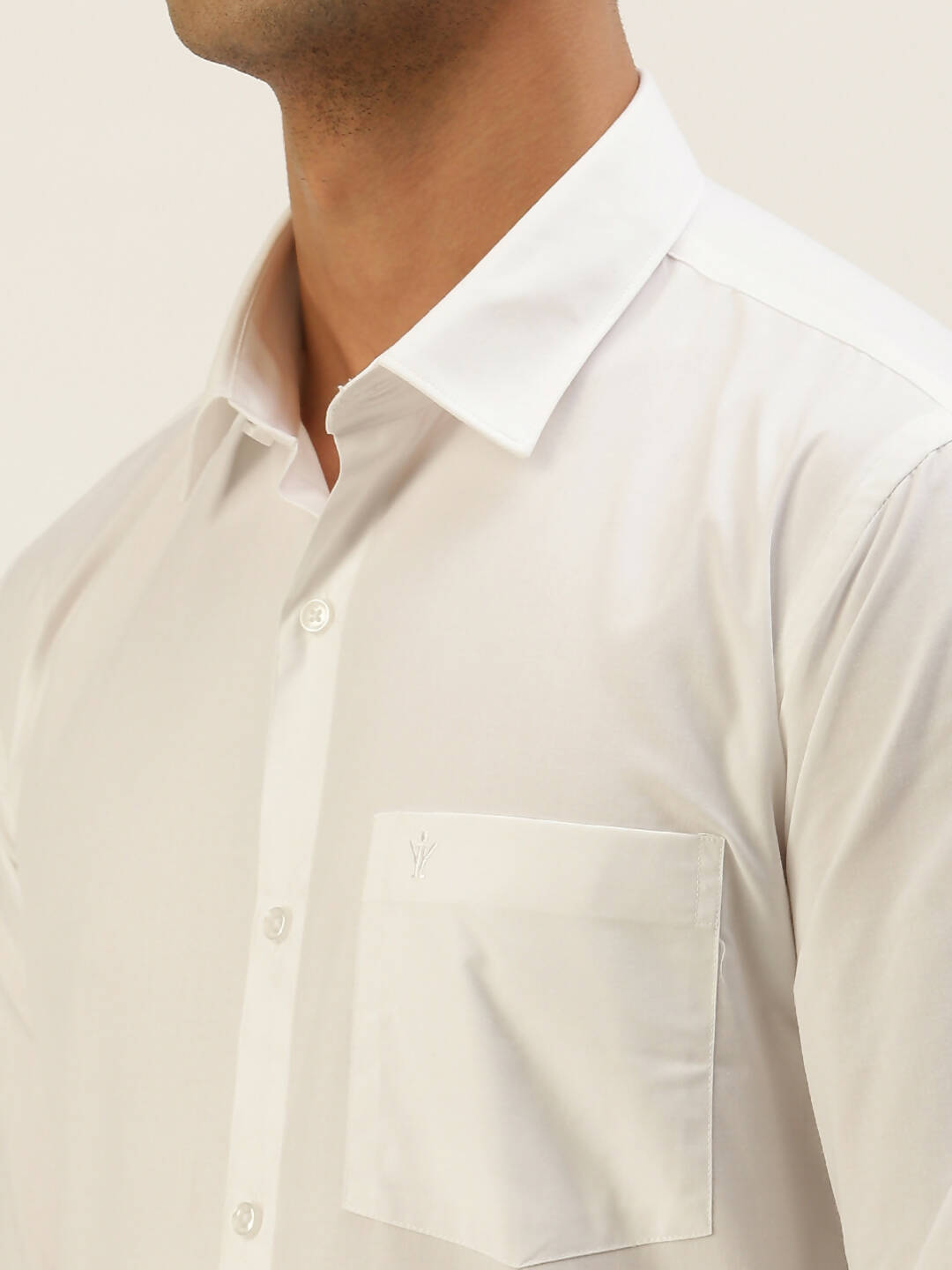 Ramraj Cotton Mens Full Sleeve Formal Poly Cotton White Shirt 