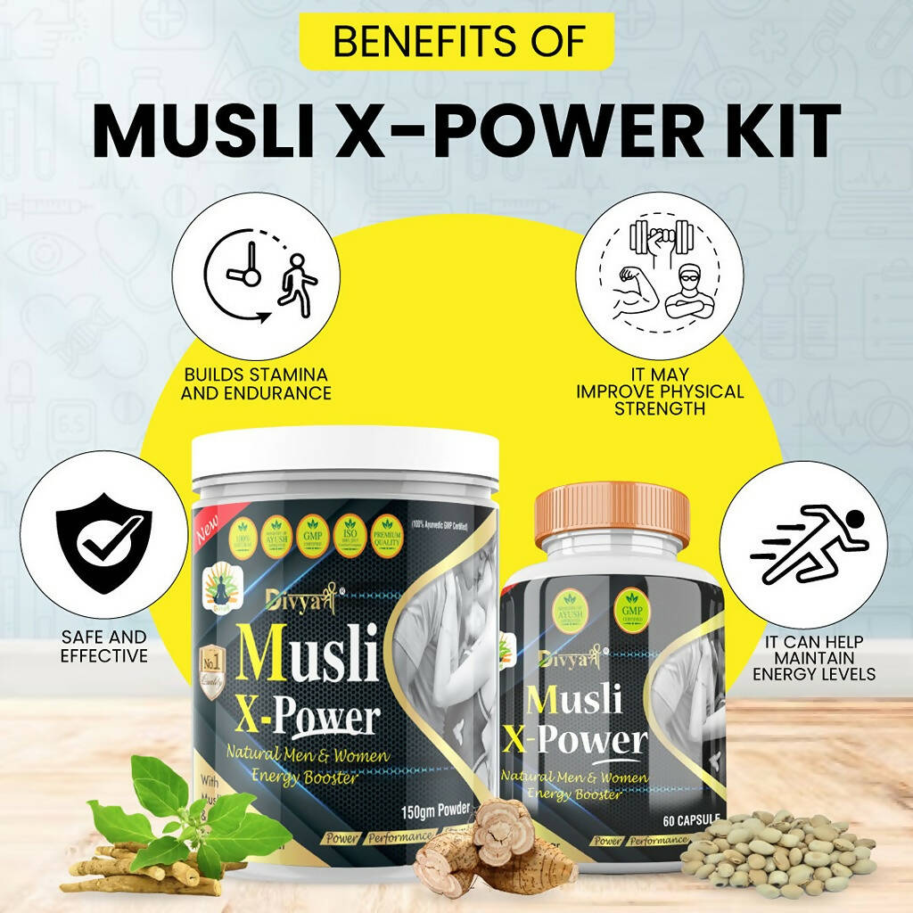 Divya Shree Musli X-Power Capsule, Powder Combo 