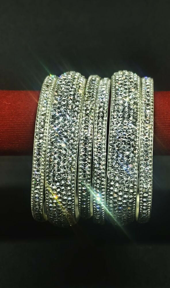 Joban Fashion Silver Crystal Diamond Bangles Set 