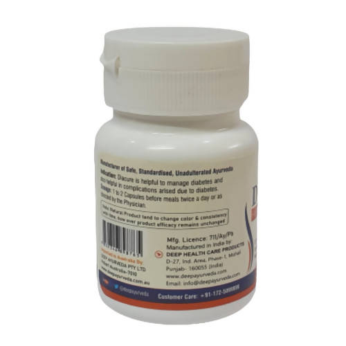 Deep Ayurveda Diacure 500mg Veg Capsules - Grab2buy