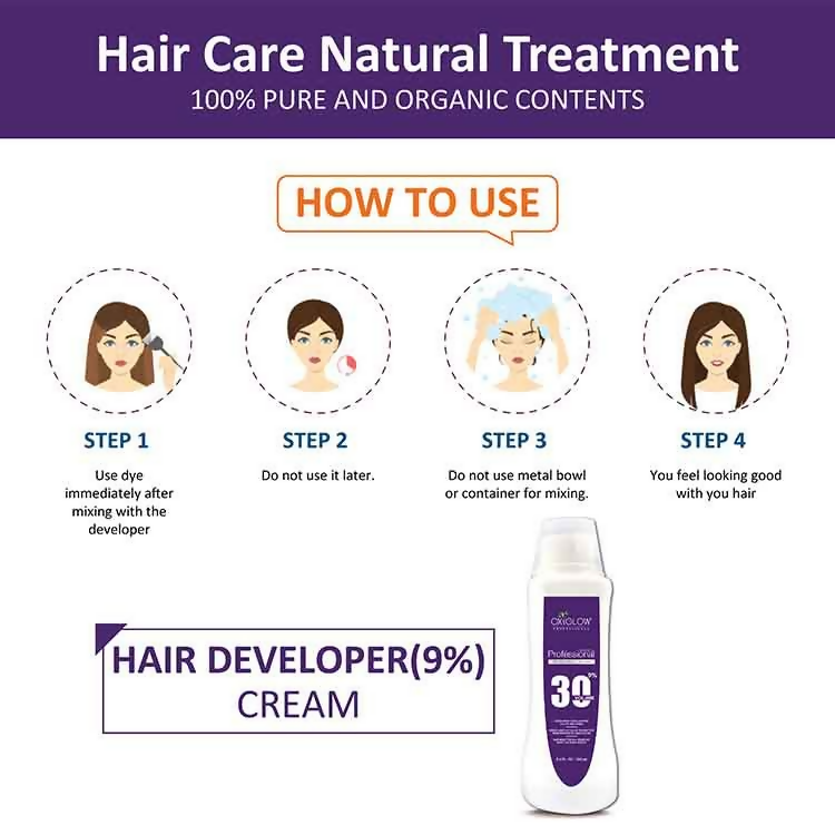 Oxyglow Herbals Professional Hair Color Developer - 30 Volume (9%) Orange 