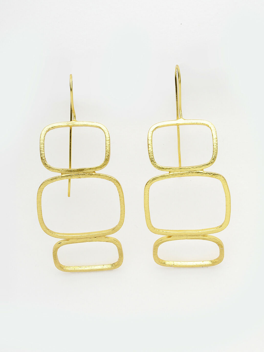 NVR Women Gold-Plated Contemporary Fish Hook Drop Earrings - Grab2buy