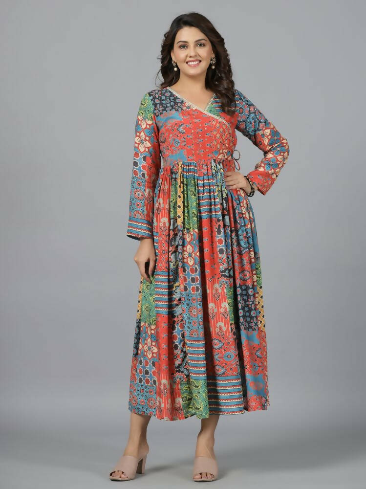 Juniper Women Red Muslin Printed Maxi Dress