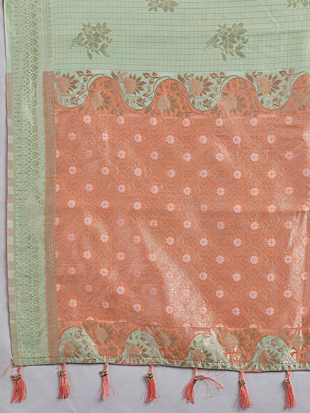 Shree Shyam Fashion Rama Green Linen Cotton Saree