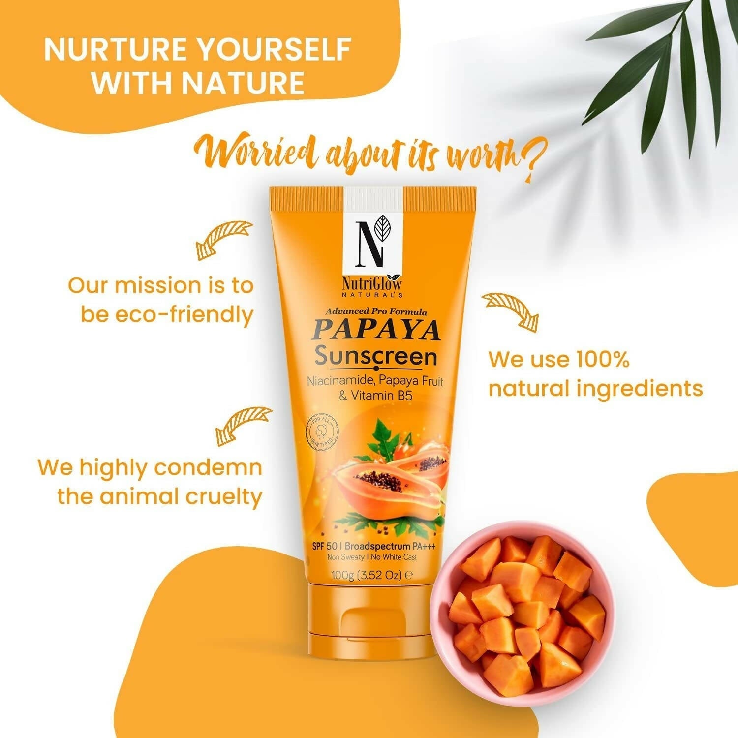 NutriGlow NATURAL'S Advanced Pro Formula Papaya Sunscreen SPF 50 PA+++ 
