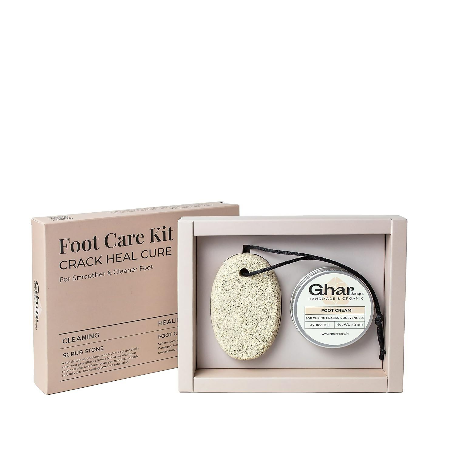 Ghar Soaps Foot Cream For Cracked Heels With Scrub Stone For Women & Men