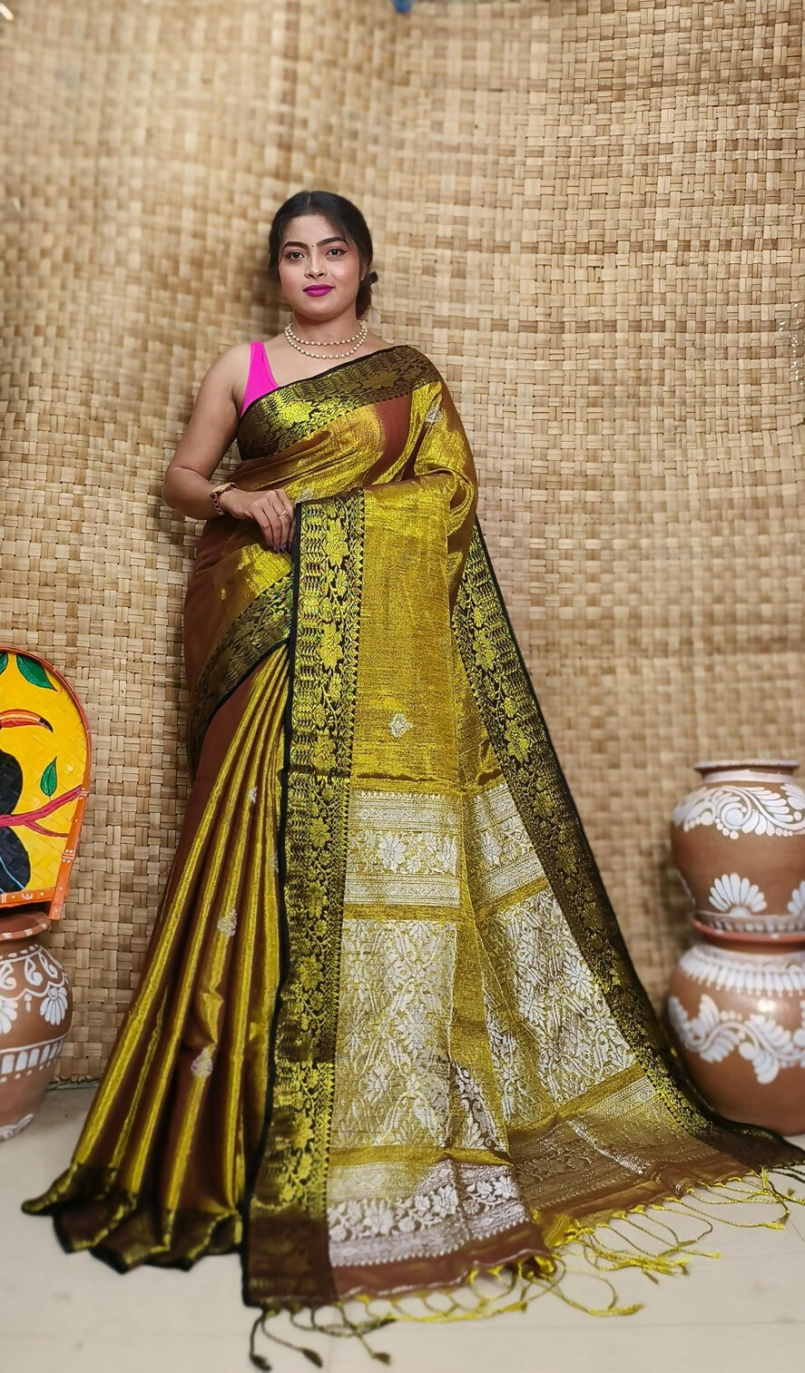 Exclusive Collection Golden Beautiful Tissue Benarasi Grab2Buy 
