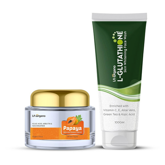 LA Organo Papaya Skin Whitening Cream and Glutathione Face Wash Combo - Grab2buy