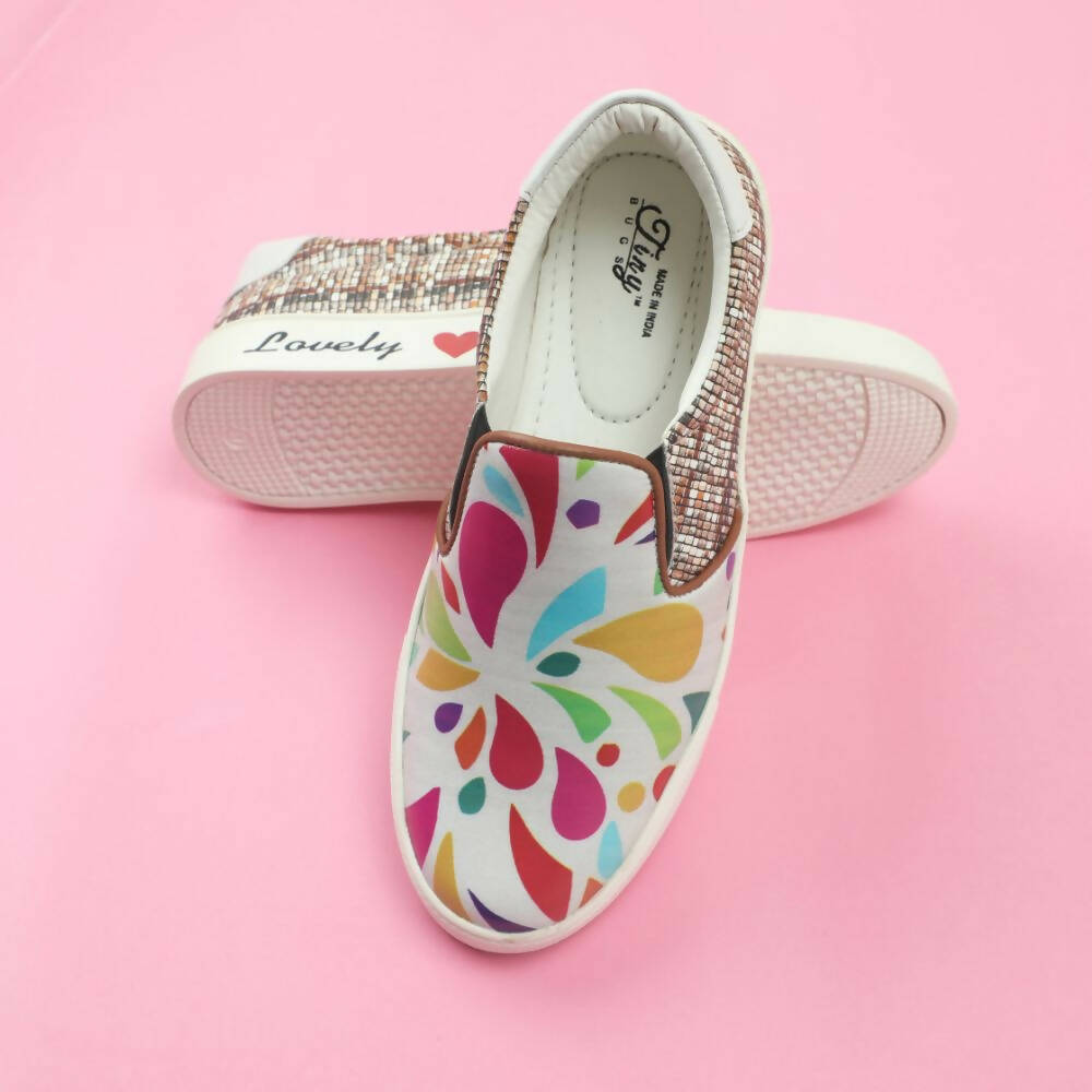 Tiny Bugs Girls Multi Printed Slip Ons Sneakers - White  Grab2Buy Tiny Bugs Grab2Buy