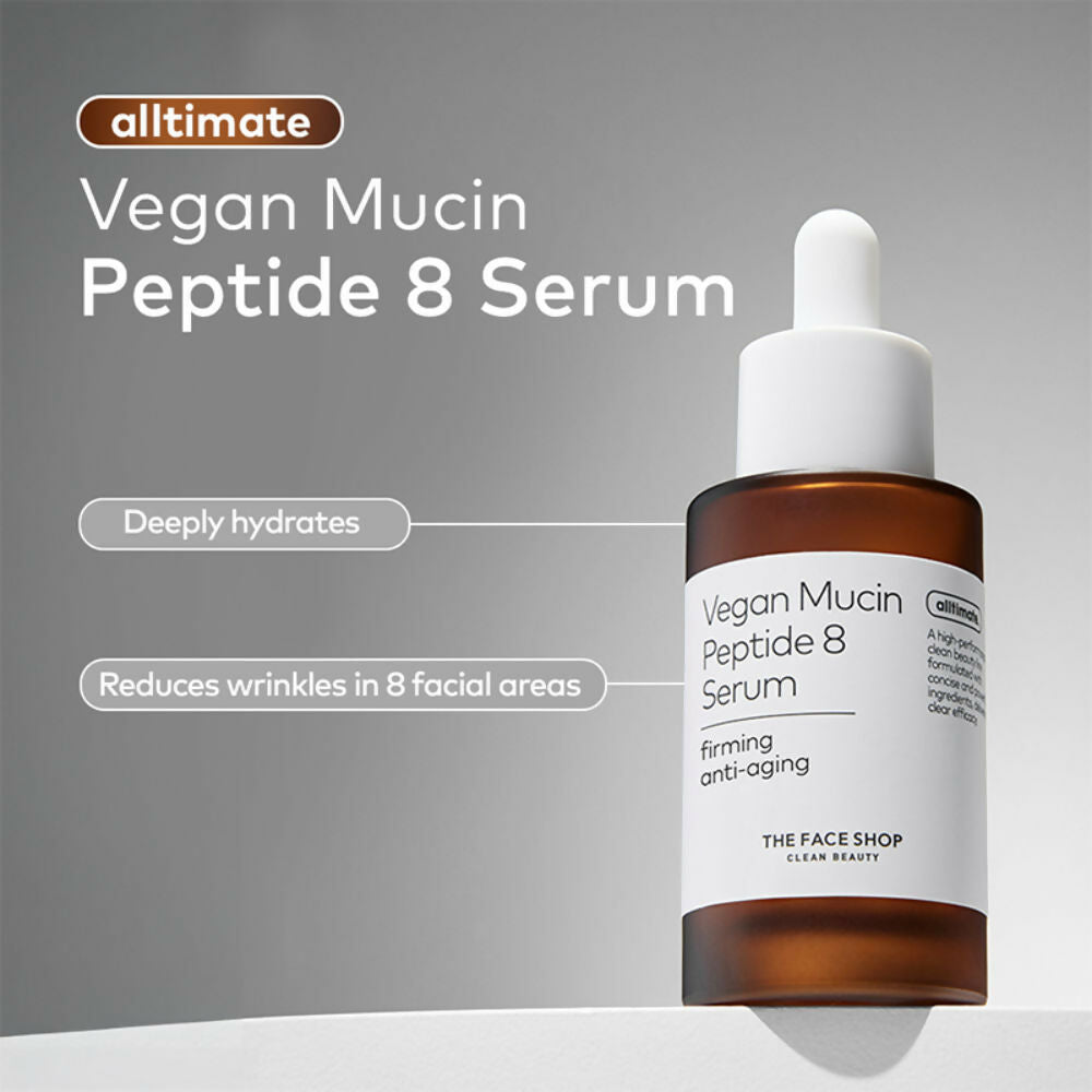 The Face Shop Alltimate Vegan Mucin Peptide 8 Serum - No Snails, Korean, Anti Aging, Hydrating  Grab2Buy The Face Shop Grab2Buy