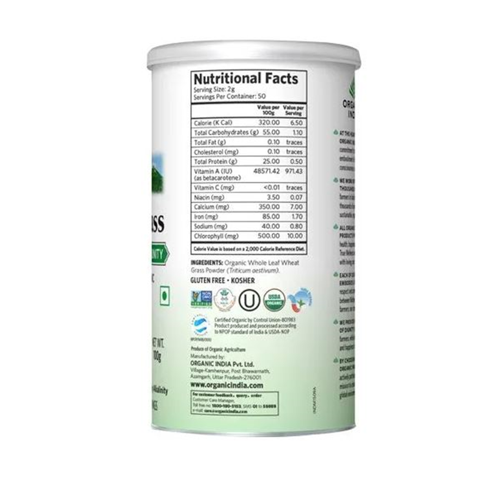 Organic India Wheat Grass Powder - 100 Gm - Grab2buy