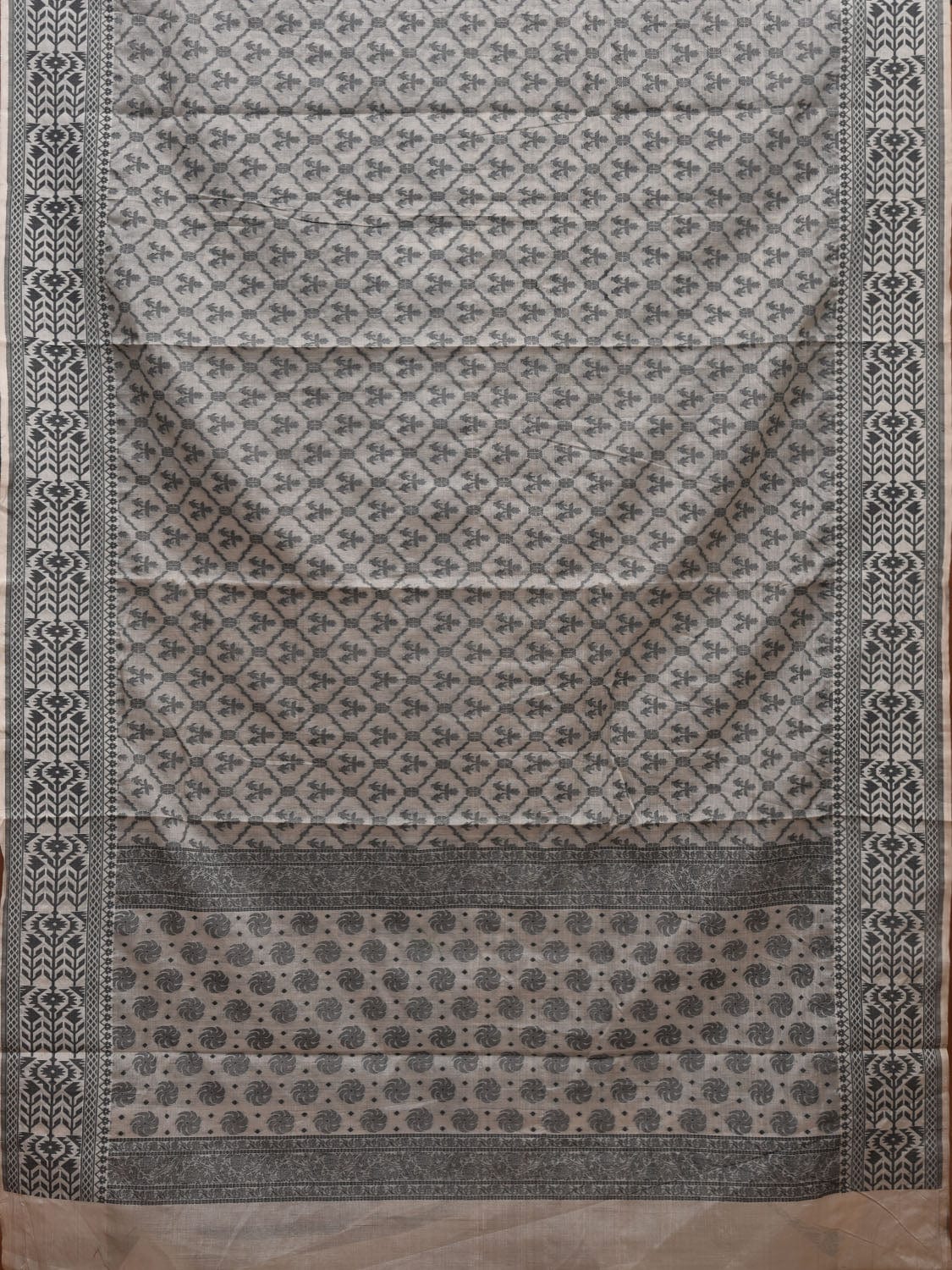White Cut Work Cotton Handloom Grab2Buy with All Over Jamdani Style Design - Global Threads 
