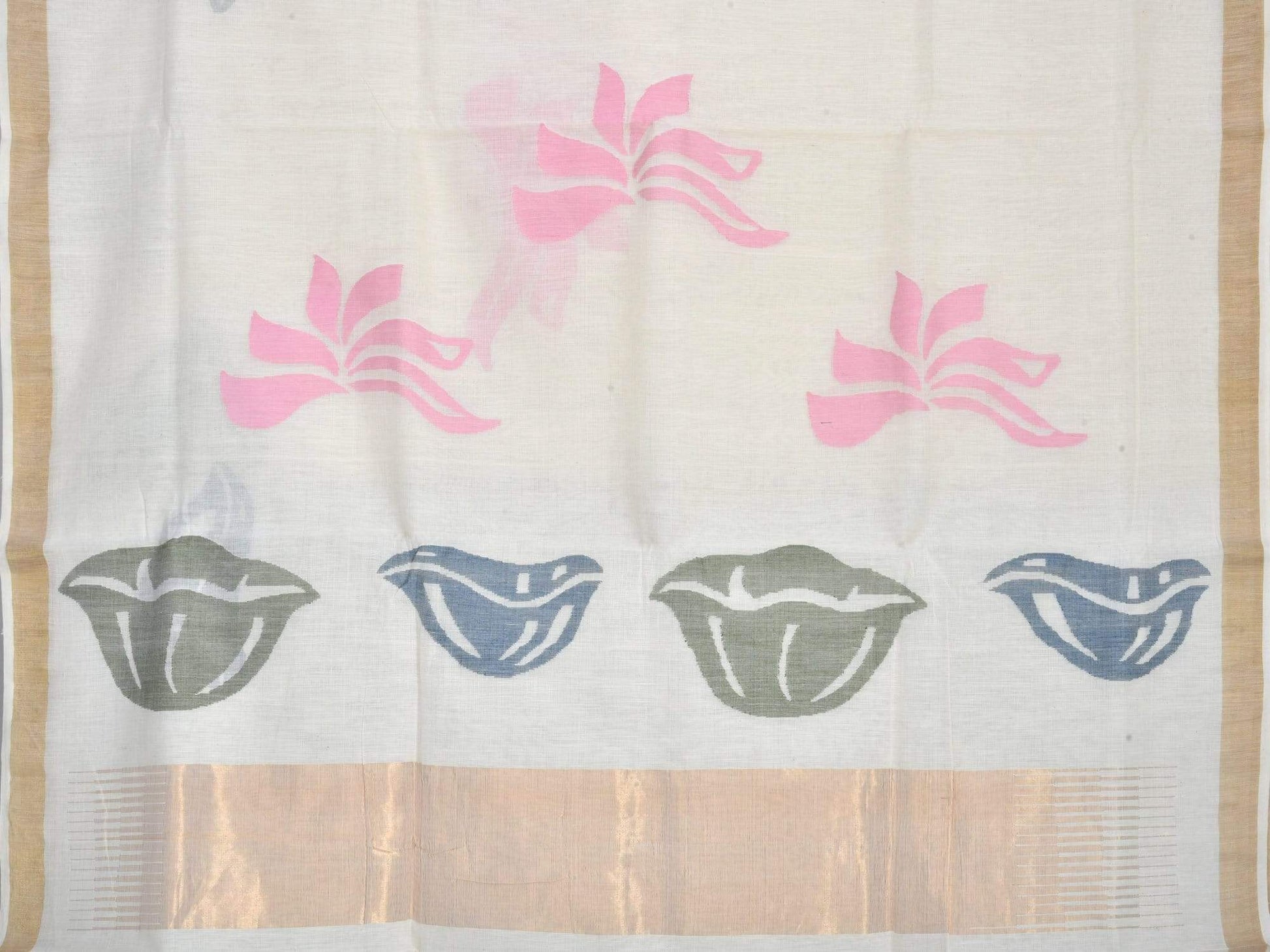 White Khadi Cotton Handloom Grab2Buy with Pallu Design - Global Threads 